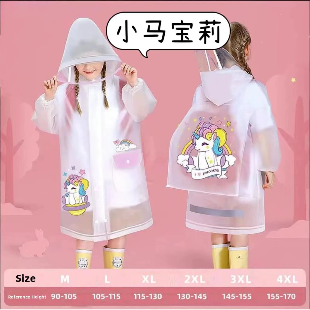 

Cartoon Children's Raincoat Baby Kindergarten Primary School Boys Girls Raincoat with Backpack Position Breathable