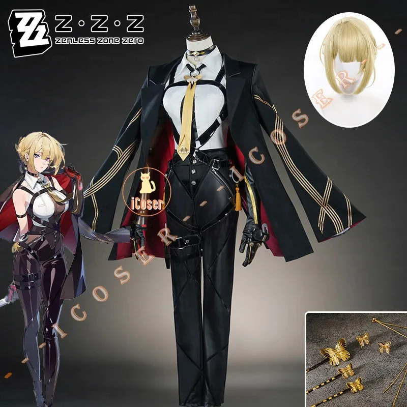 25COSZenless Zone Zero Evelyn Chevalier Cosplay disfraz peluca uniforme chaqueta sombreros pendientes estrellas de Lyra fiesta de Halloween mujeres