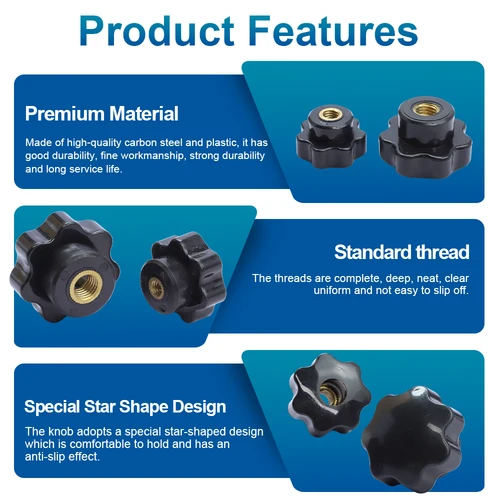 Imagen 2 del producto NINDEJIN 1-5 uds tuercas de apriete a mano de ciruela M4 M5 M6 M8 M10 M12 agujero ciego de nailon de plástico 7 estrellas tuerca de pulgar perilla de sujeción tuerca Manual