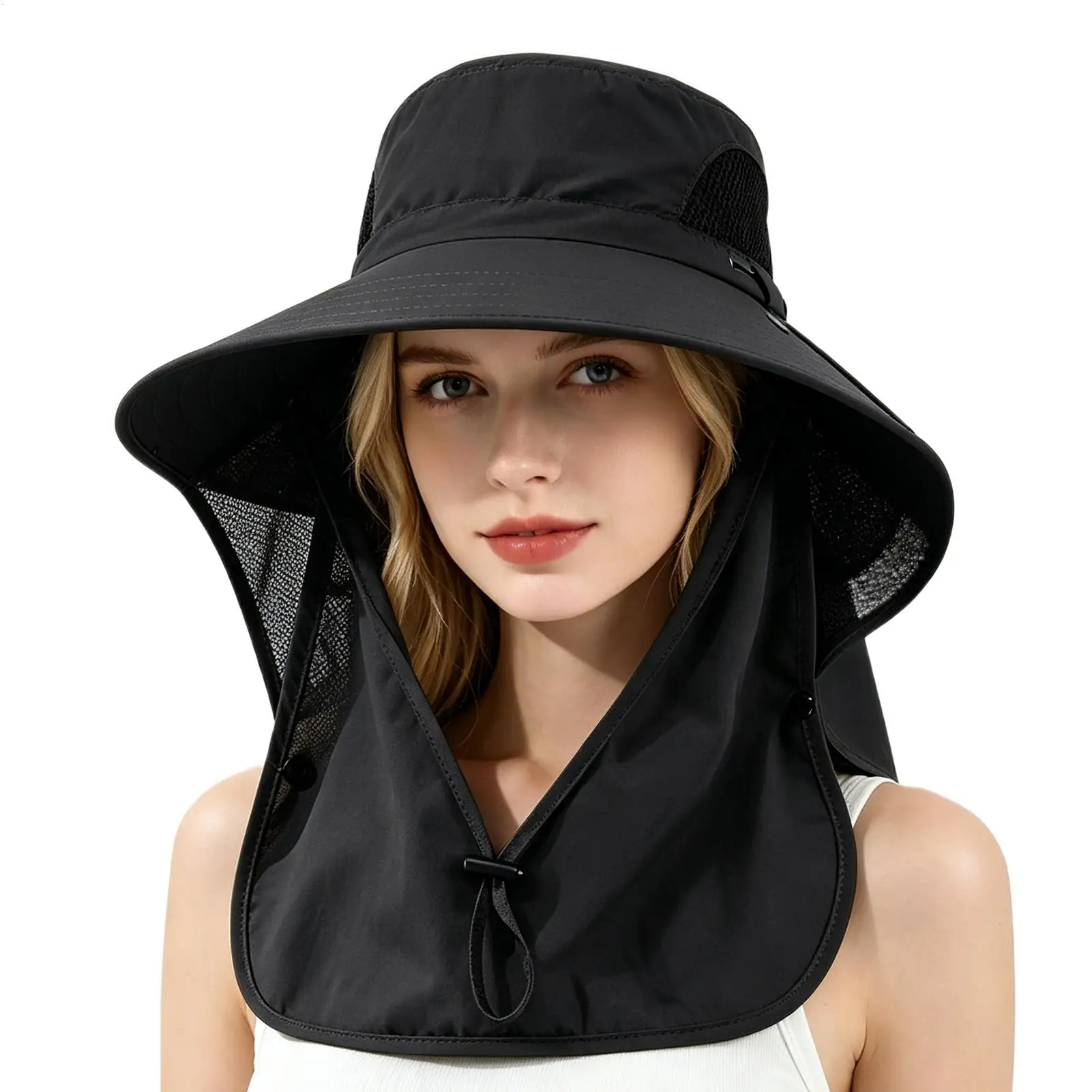 Fishing Hat Breathable Wide Brim Waterproof Sunhat Cap Sun Cap with Neck Flap for Hiking Camping Gardening Cycling Mountain