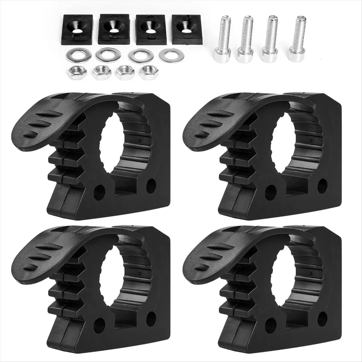 4 Pcs Quick Release Rubber Clamp Fist Mount Clamps Mounting Kit 1-1/5inch to 1-1/2inch Diameter Tool Handles for Trucks