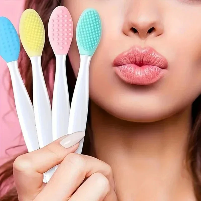 1/2/3 piezas Cepillo de silicona de doble cara para limpieza facial, exfoliante, para limpiar la nariz y eliminar puntos negros