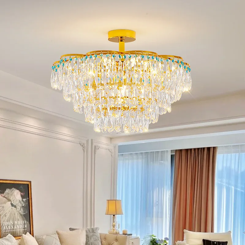 Imagem -02 - Gold Luxury Crystal Chandelier Living Room Light Villa Hotel Dining Room Lamp sk