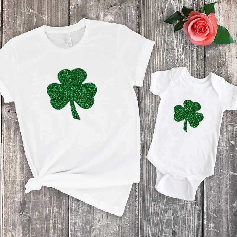 Patricks Day Mother and Daughter Clothes Irish Tee St. Pattys Day Big Sister Family Matching Clothes Fashion Floral Tshirts