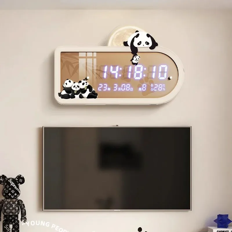 Large Digital Wall Clock Led Art Mural Minimalist Creative Cartoonaesthetic Cute Wall Watch Bedroom Wanduhr Home Decoration