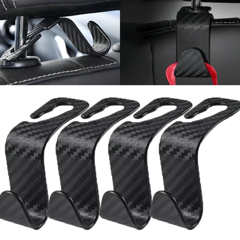 1/2PCs Car Seat Back Carbon Fiber Hook High Quality Portable Storage Purse Clothes Hidden Hooks Auto Interior Accessories