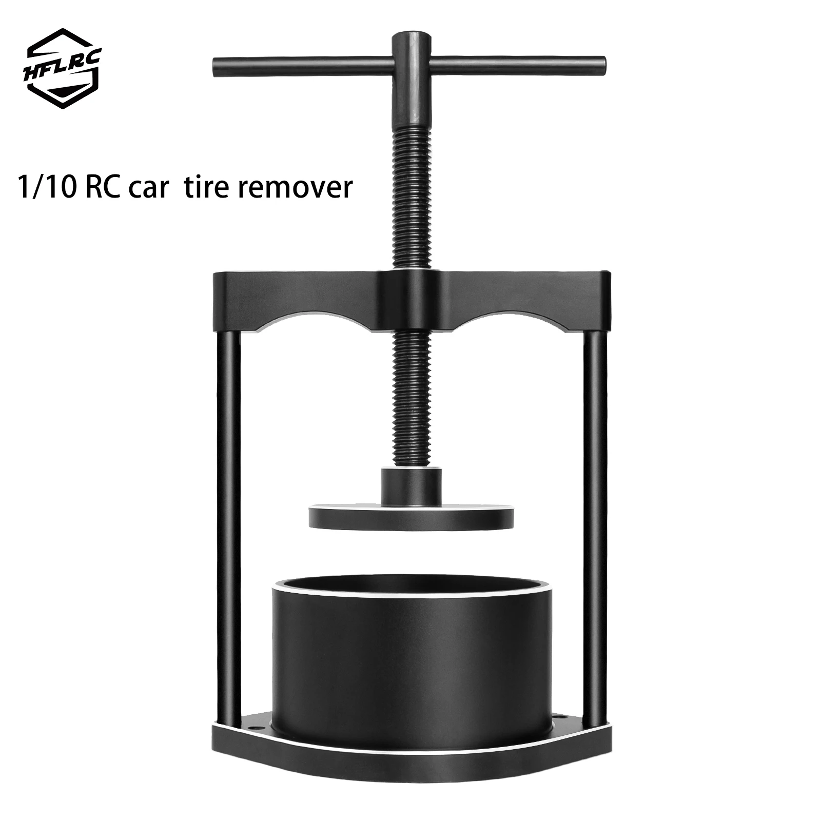 HFLRC 1/10 RC Car Aluminum Tire Remover Screw-Press Tire Removal Tool for Drift Car Hard Tires 55mm Inner Diameter Black