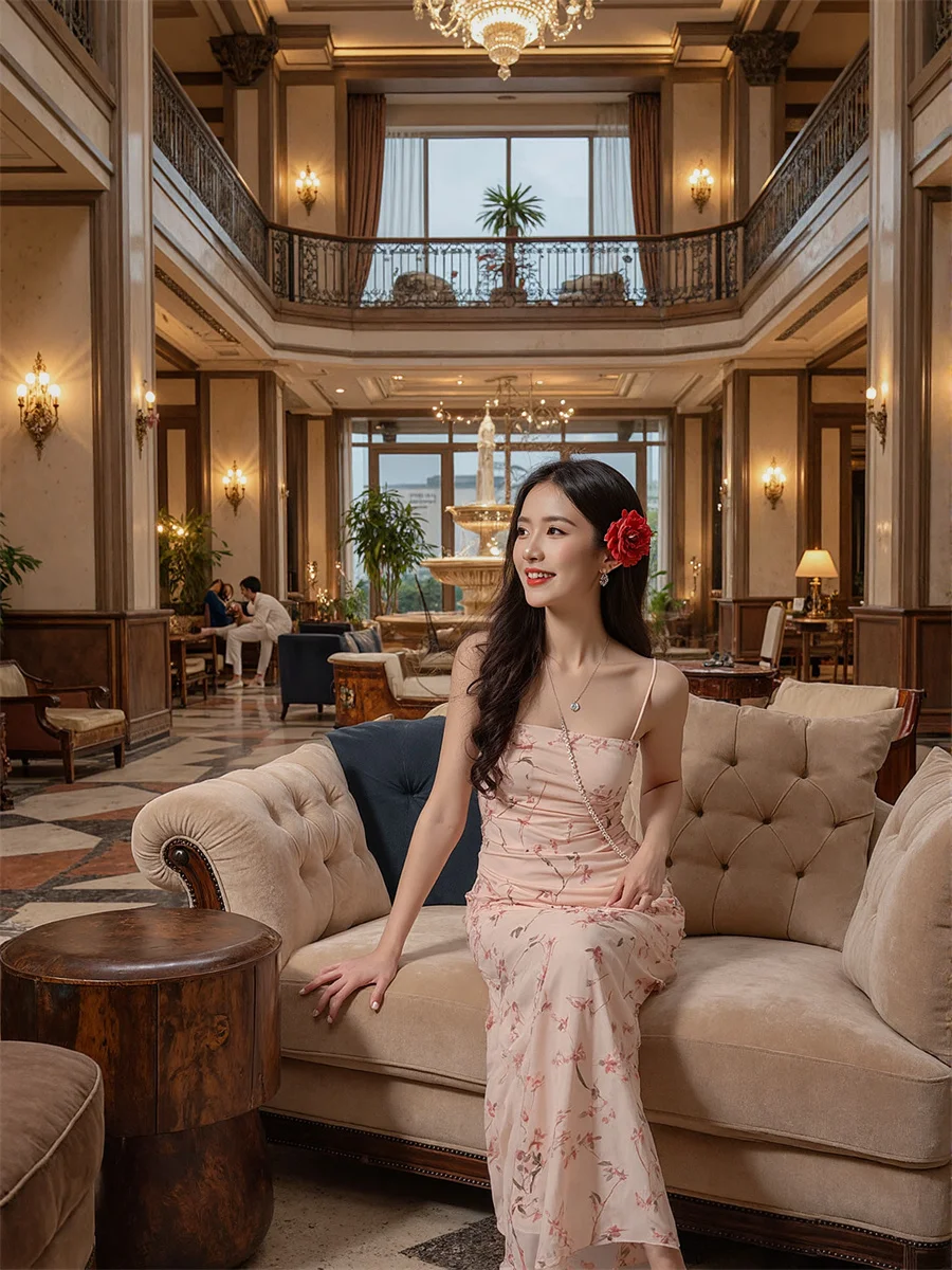 Sukienki damskie Y2K różowe dopasowane do kostek w stylu chińskim plisowane ręcznie plisowane falbany marszczenia smocking warstwy