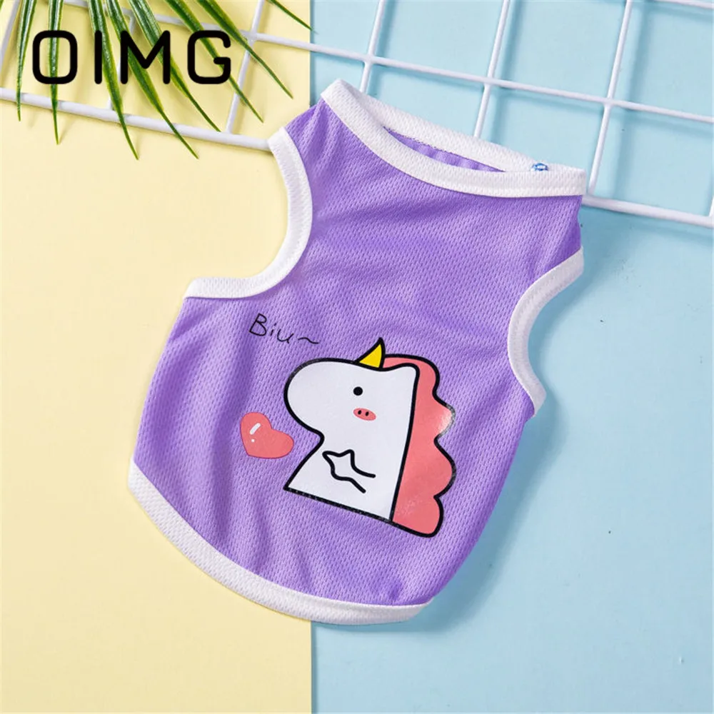 OIMG Valentine's Pet Costume Mesh Breathable Cat Dogs T-Shirt For Small Dogs Teddy Bichon Spitz Cute Cartoon Puppy Vests Clothes