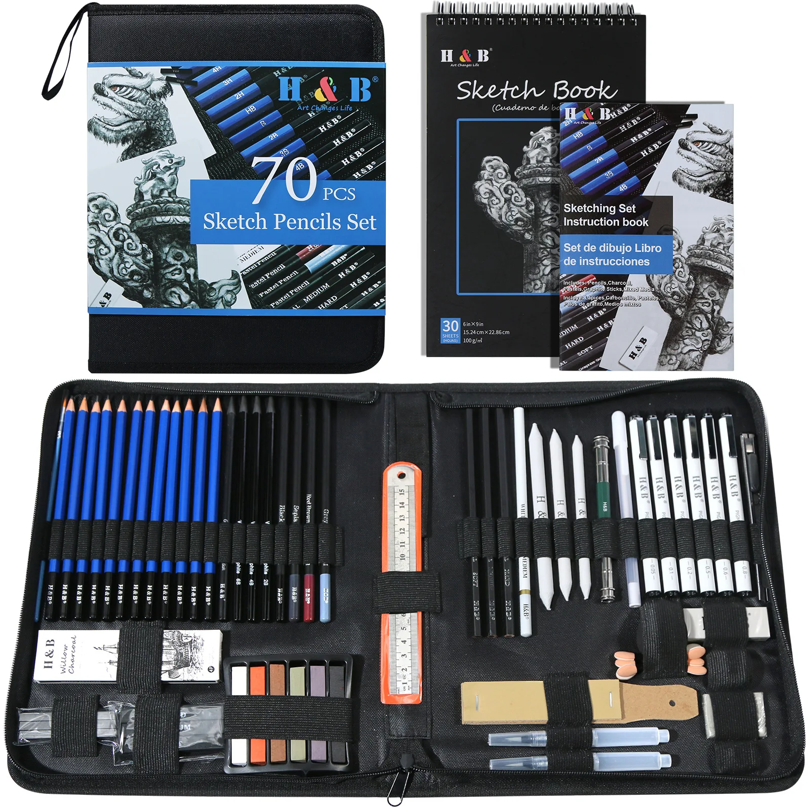 

70 pcs Art Painting Set Drawing Sketching tools for Beginners or Professionals Art Stationery Supply