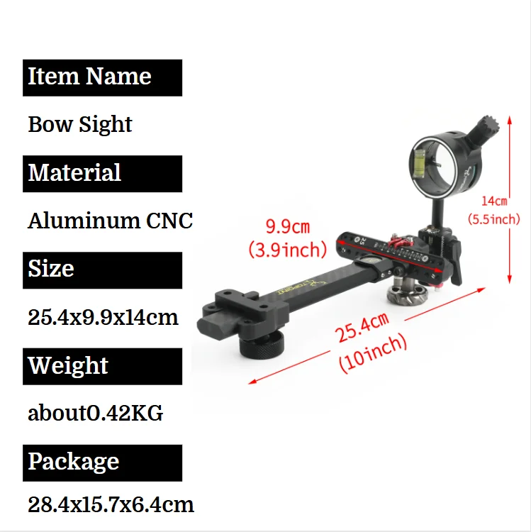TX9610 Compound Bow Single Pin Sight Carbon Fiber Extension Rod Support 4X 6X 8X Lens Micro Adjustable Archery Outdoor Hunting Shooting Accessories