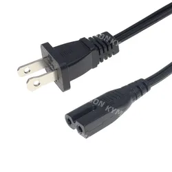 Universal 2 Slot Polarized to Figure 8 AC Adapter Power Cord 18AWG NEMA 1-15P to IEC320 C7 Power Cable 1.8M