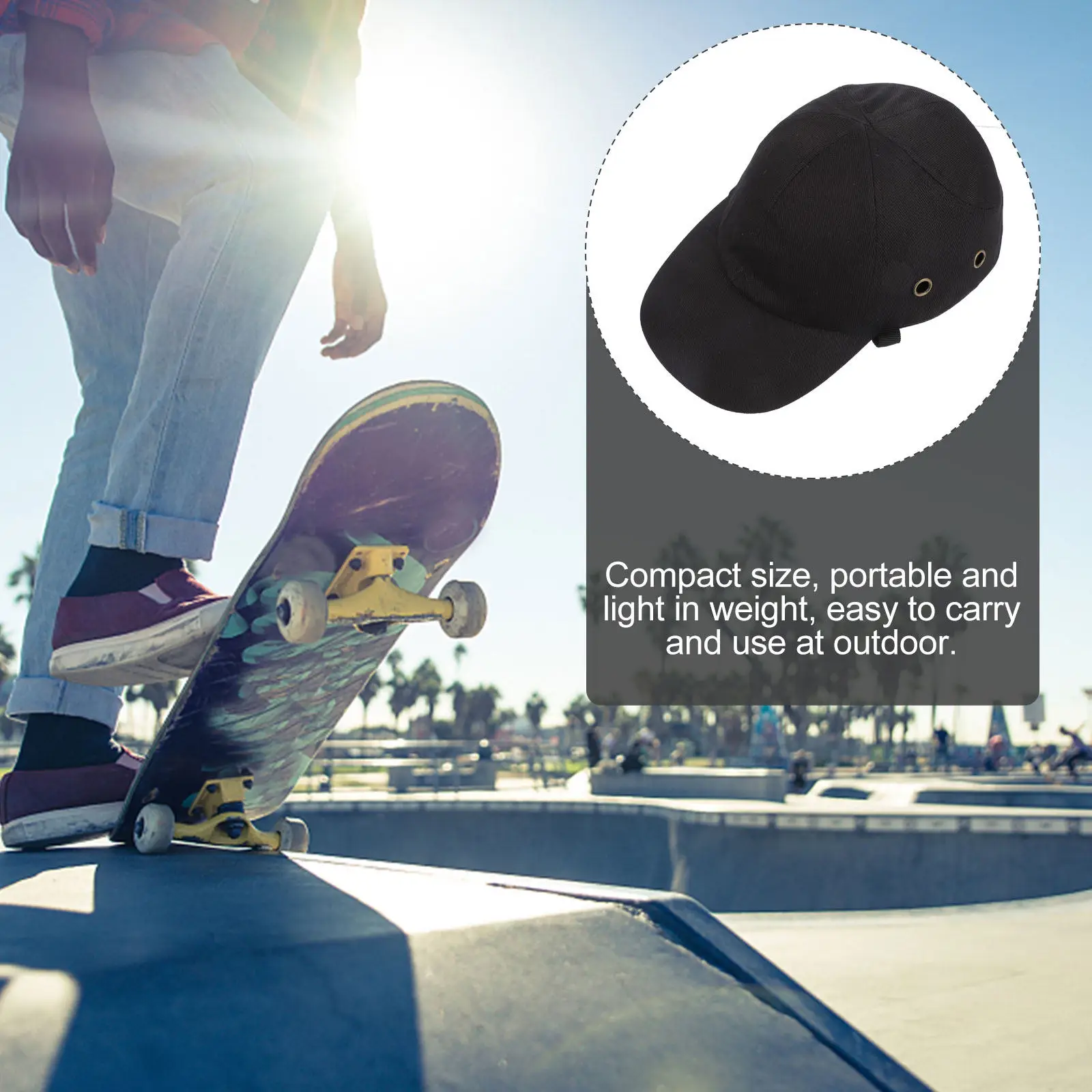 Safety Bump Hat Adjustable Classic Hard Baseball Cap Protective Head Guard for Cycling Skateboarding Outdoor Use Lightweight