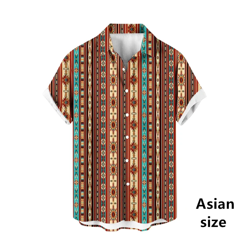 Vintage gestreepte 3D-print heren Hawaiiaanse shirts Casual mode revers knop korte mouwen shirt oversized zomer unisex blouse tops