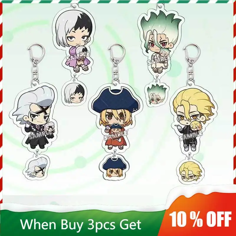 

Dr.STONE Anime Peripherals Q Ver. Stanley Snyder Figure KeychainXeno Houston Wingfield Figurine Acrylic Keychain Toy Gifts