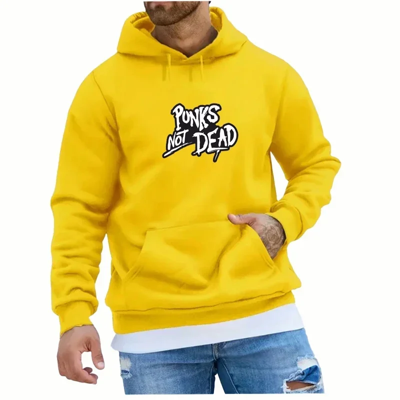 Punks Not Dead Printed Men Hoodies Fashion Fleece Hoody Creativity Pullover Top Street Loose Sweatshirts Unisex Clothes