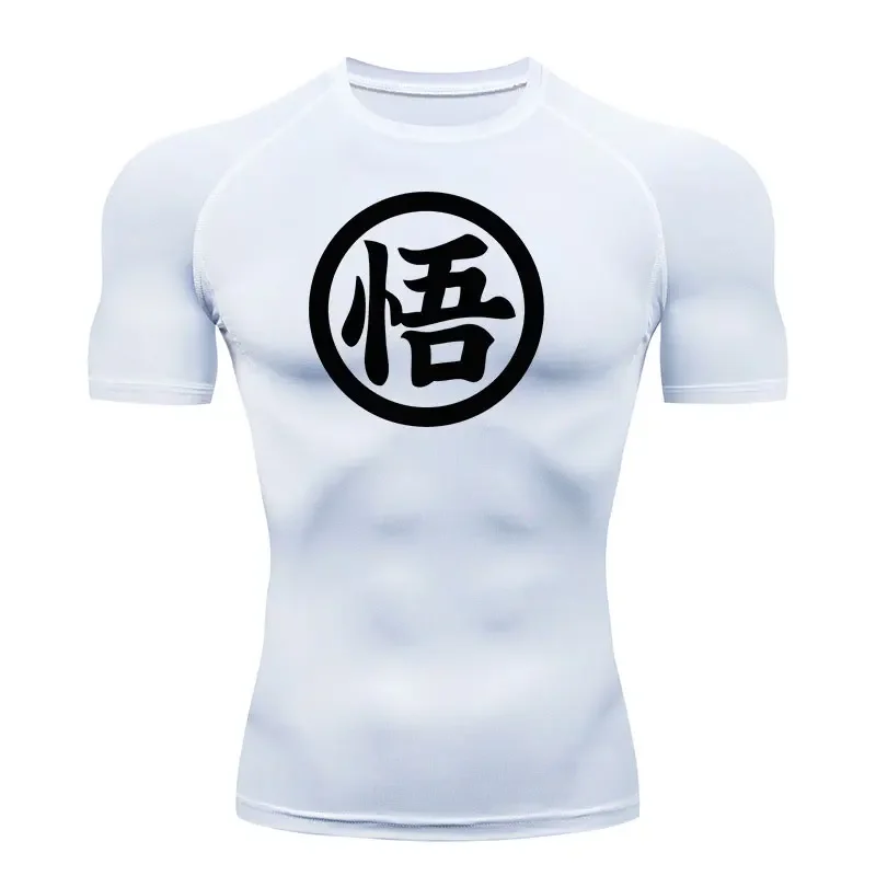 

2023 Anime Aesthetic Compression Shirt for Men Fitness Sport Quick Dry TShirts Tight Gym Tops Tee Summer Undershirts