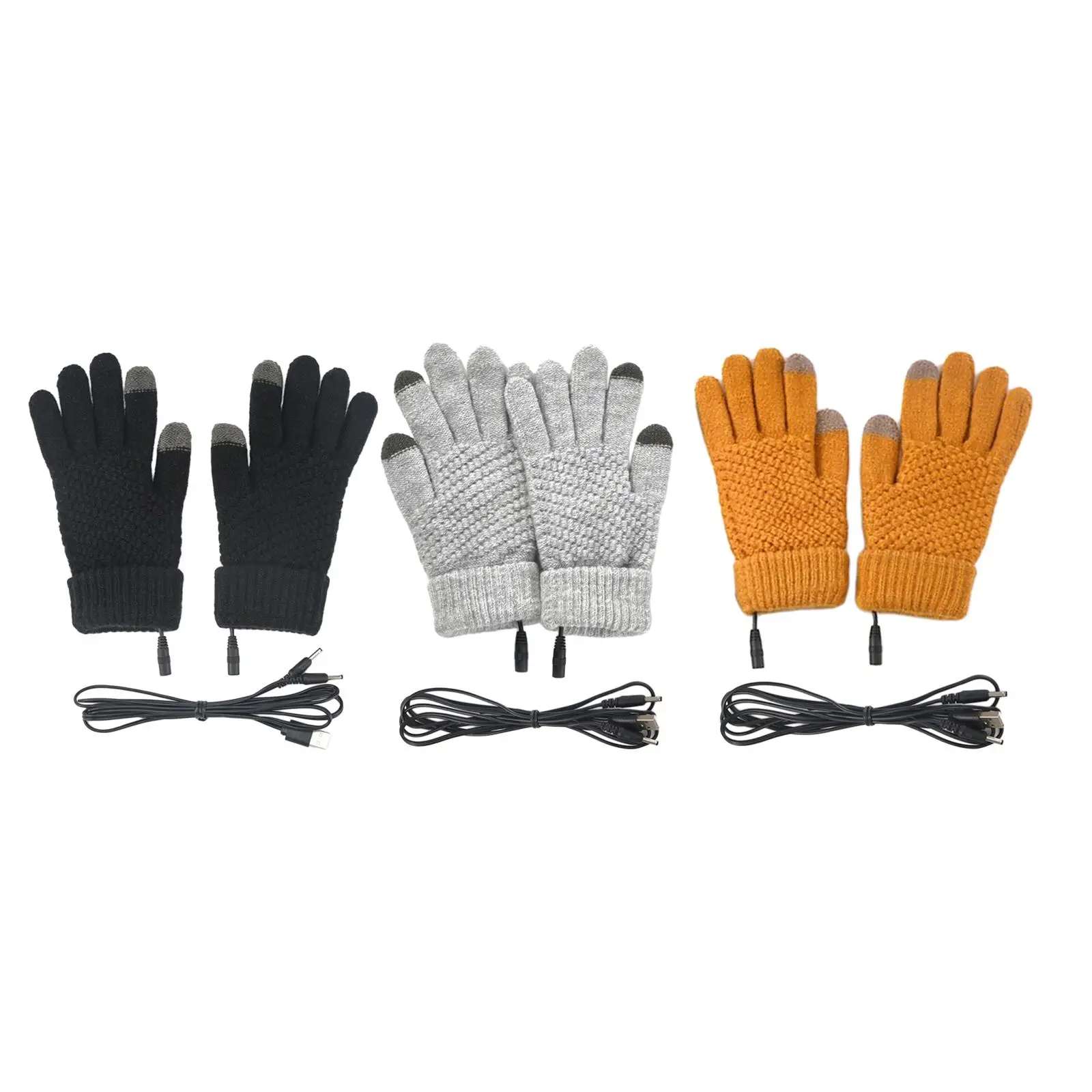 USB Heated Gloves Full Finger Connected to Laptop Adapter for Power Hands Warmer for Outdoor Cycling Hiking Typing Men Women