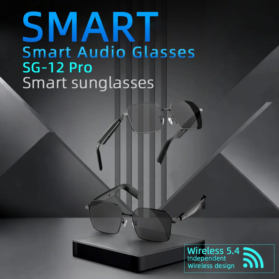 نظارات ذكية أنيقة لاسلكية 5.4 مكبر صوت مدمج، يدعم الرياضة الخارجية ومضاد للأشعة فوق البنفسجية مناسبة للرجال والنساء