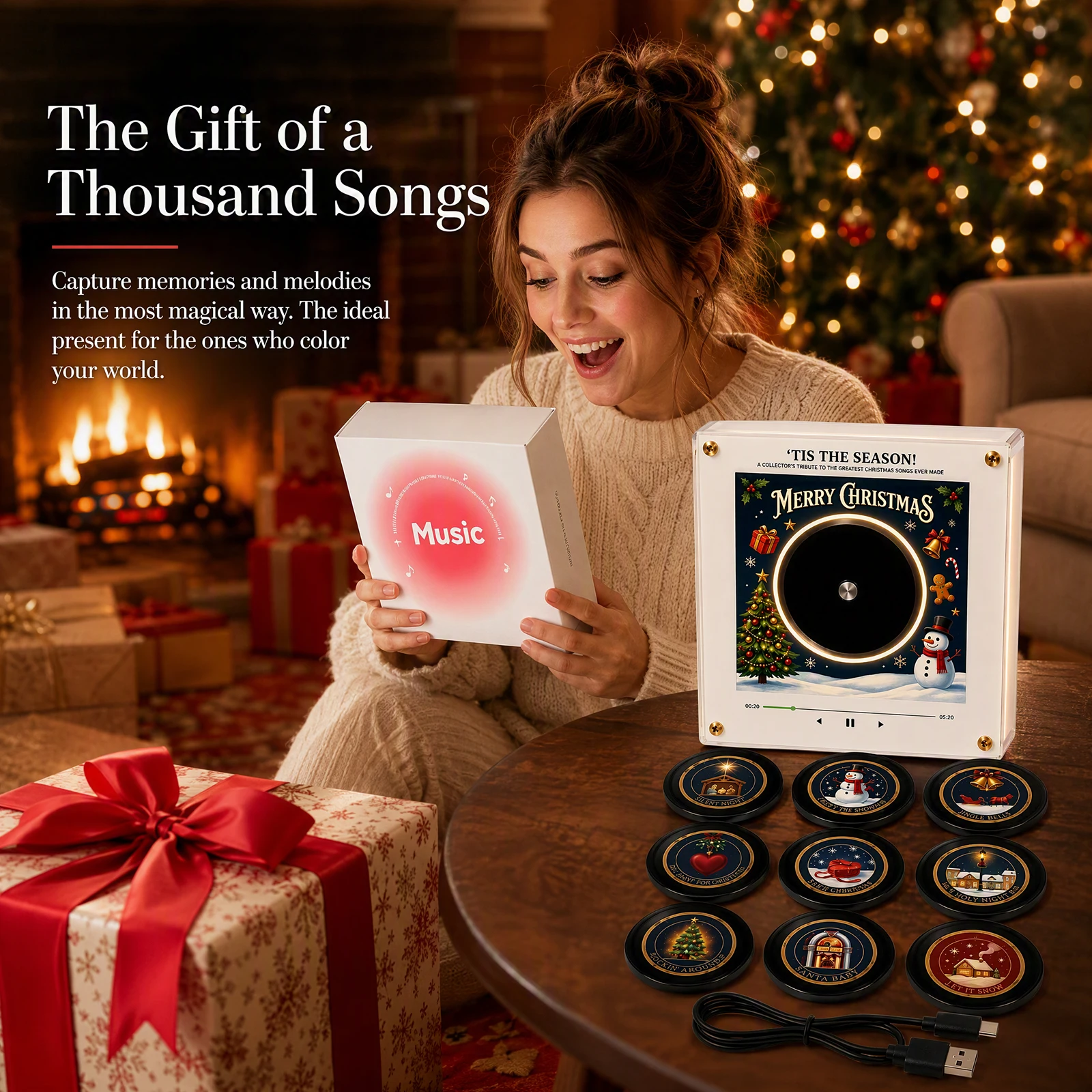 NFC Sensing Music Box Player Magnetic Refrigerator Decor 128MB Programmable Sensing Song Player With LED Night Light Home Decor