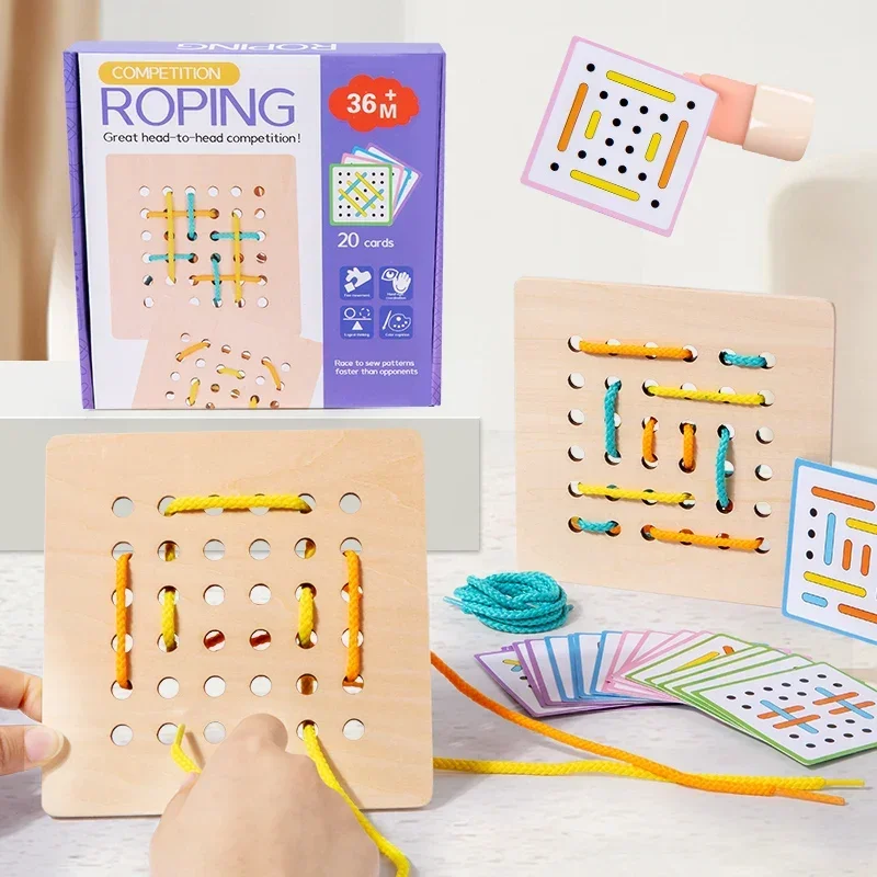 

Kids Montessorri Toys Fine Motor Skills Training Threading Toys For Toddler Logical Thinking Social Games Early Education Gifts