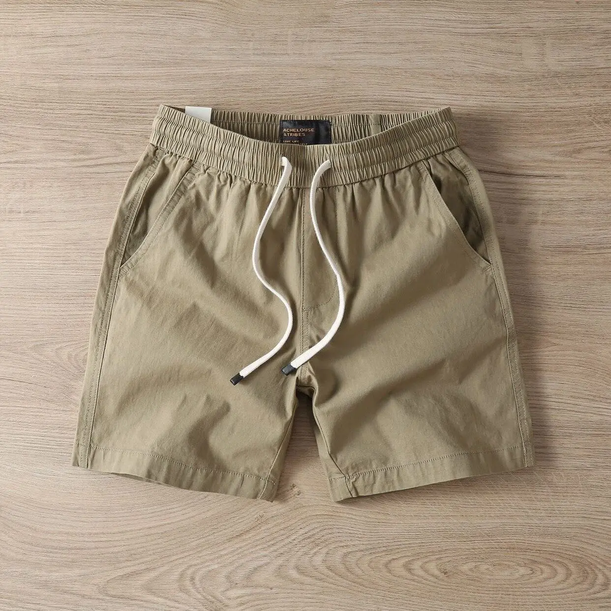 

Summer Men's American Casual Workwear Elastic Waist Beach Sports Shorts Youth Active Straight Leg Non-iron Processed Shorts