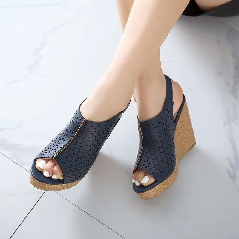 

SIMLOVEYO новые винтажные женские повседневные сандалии с открытым носком на танкетке 10,5 см, платформа 2,5 см, ремешок с пряжкой, дышащие, смешанные, большой размер 43 44 45