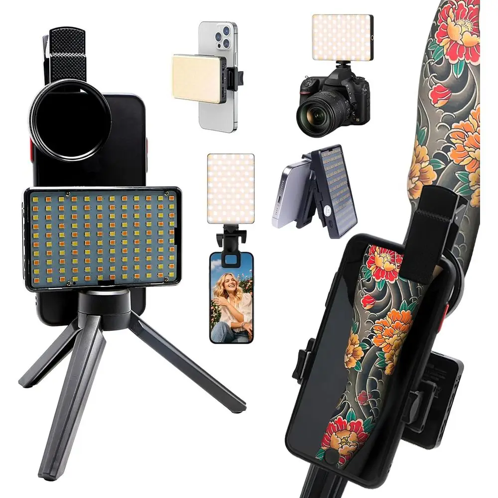 

Tattoo Light with 120 LED Beads and 52MM CPL ilter Lens 360° Rotatable Clip Tattoo Equipment Supplies TikTok Remove Glare LED Po