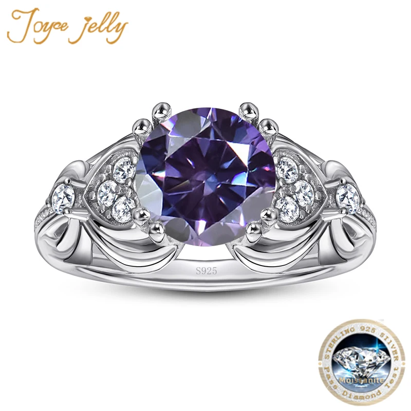 JoyceJelly Luxury 8mm 2CT Moissanite Jewelry For Women S925 Sterling Silver Ring Wedding Bands Pass Diamond Tester Size5-10 Gift