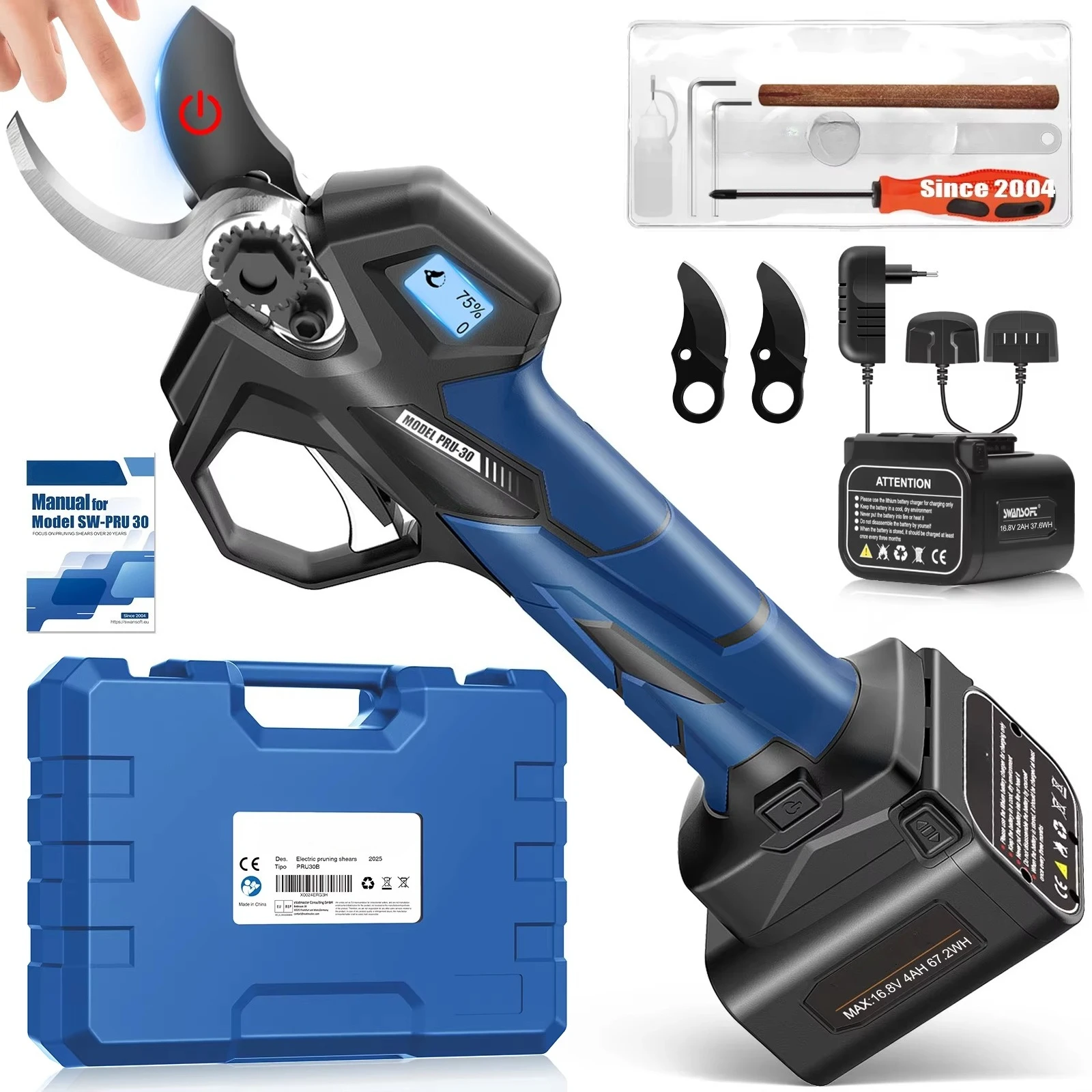 30mm Pru-30 Electric Cordless Bonsai Pruning Scissors Efficient Garden Tools with Lithium-Ion for Tree Branches & Pruning Shear