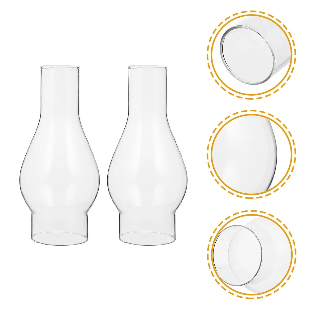 

2Pcs Clear Glass Lampshade Replacement High Grade Material Retro Look Windproof Lamp Chimney for Decor