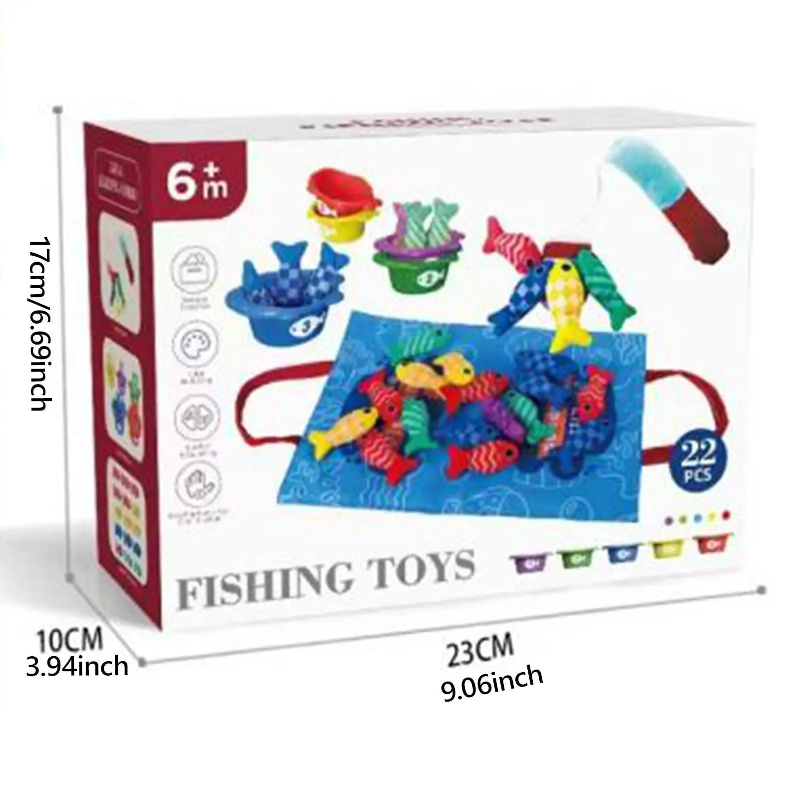 Juego de pesca de tela, educativo, creativo, portátil, divertido, juguete de pesca para bebés, aprendizaje en forma para niños, niños, niñas, bebés