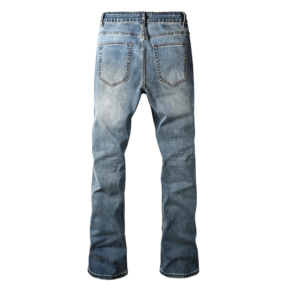 Herren Slim Boot Cut Jeans Hochwertige Einfarbige Blaue Baumwoll-Denim-Hose Lässige Klassische Skinny Flared Hose – Detail 15