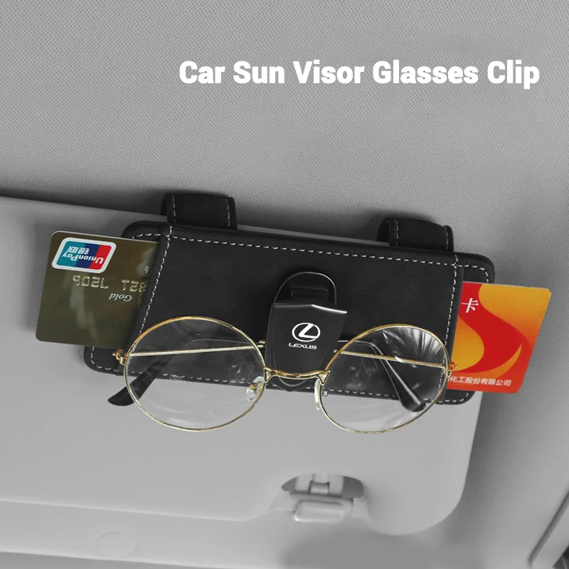 For Lexus Car Sunglasses Holder Car Magnetic Leather Clip Card Ticket Holder Auto Sun Visor Glasses Box Decoration Accessories