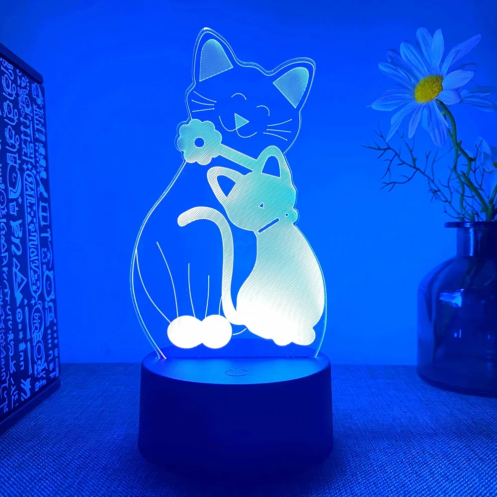 3D Night Light Animal Cat Lion King Switch USB Black Touch Colorful 16 Colors New Creative Ambient Light Holiday Christmas Gift