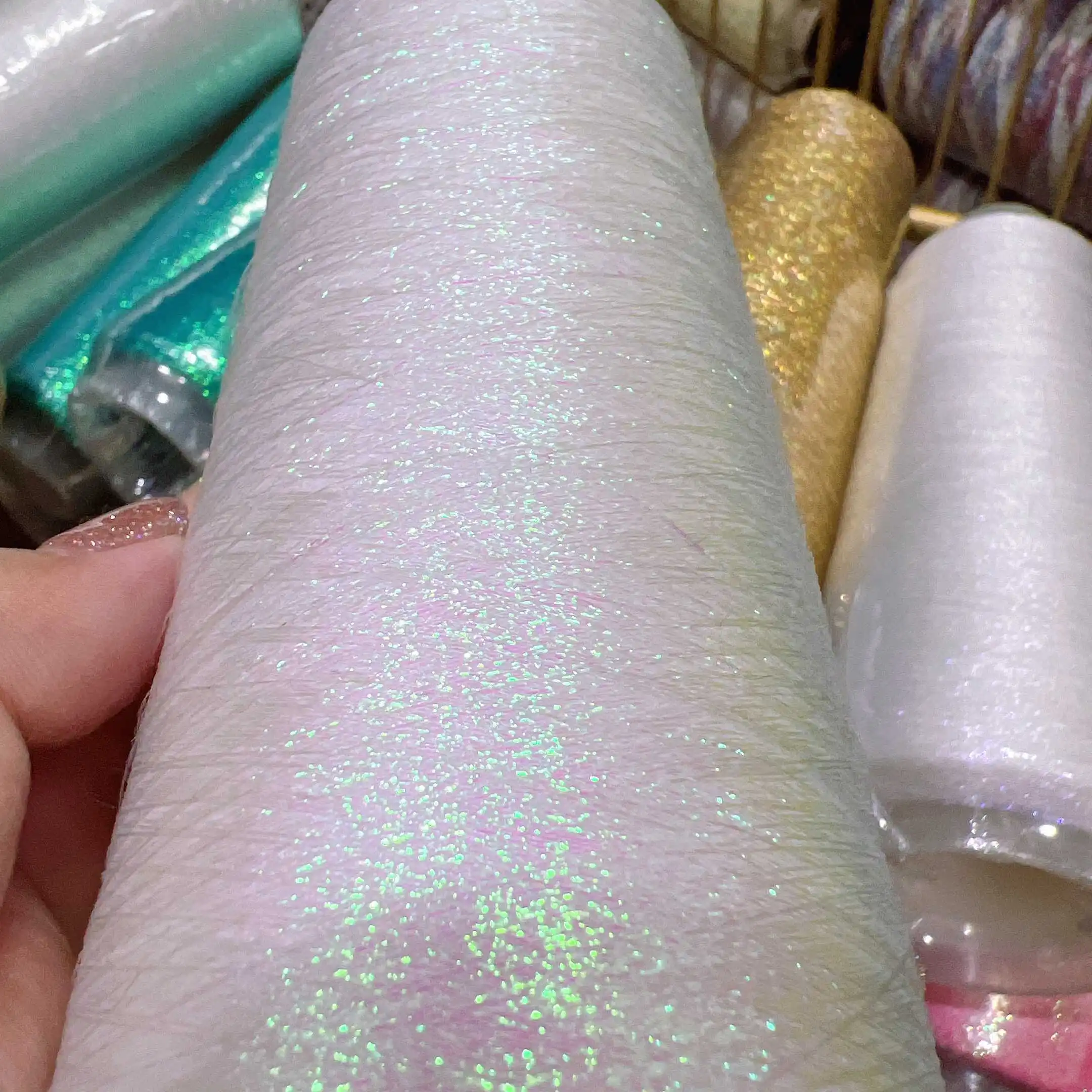 Gold and Silver Thread with Floral Shiny Silk Thread, Special Mixed Thread, Illusory Laser, Wiring Yarn, 100g