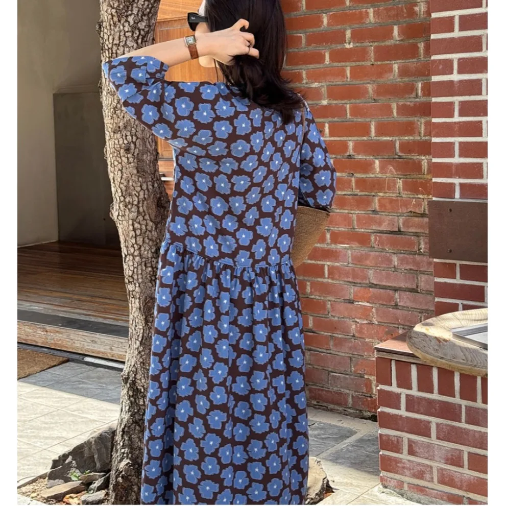 กระโปรงยาวลายดอกไม้สไตล์เกาหลีสำหรับผู้หญิง ดีไซน์หลวม แฟชั่นระดับไฮเอนด์ เหมาะสำหรับใส่ไปทำงาน