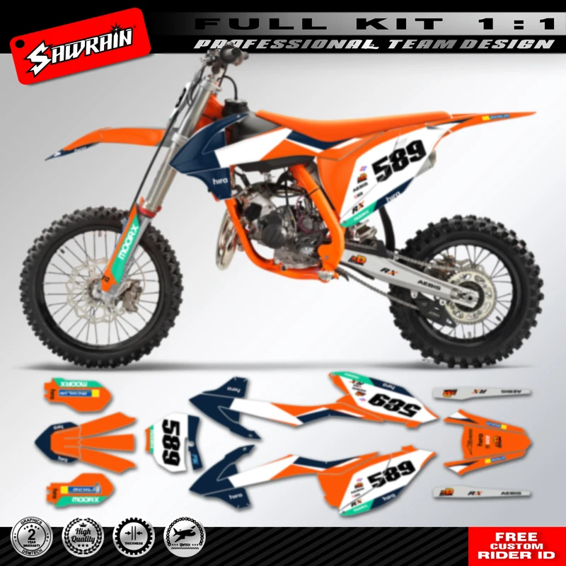 Sawrain MX Custom Graphics Motorcycle Stickers Kits for KTM SX 85 SX85 2018 2019 2020 2021 2022 2023 2024