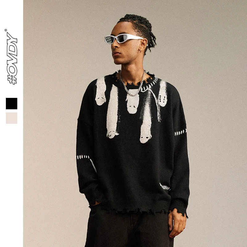 Unisex Sweater 2026 Spring Crew Neck Wool Knitting Sweater Designer Style Fringed Collar Printed Knit Top Pullover