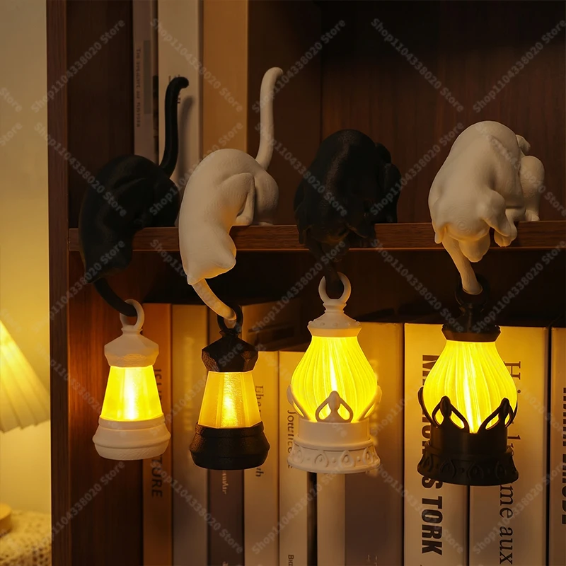 Cat/Dog Shaped Night Light - Creative Desktop Lamp for Home Decor, Bookcase Shelf Decoration, Warm Glow for Bedroom Living Roo