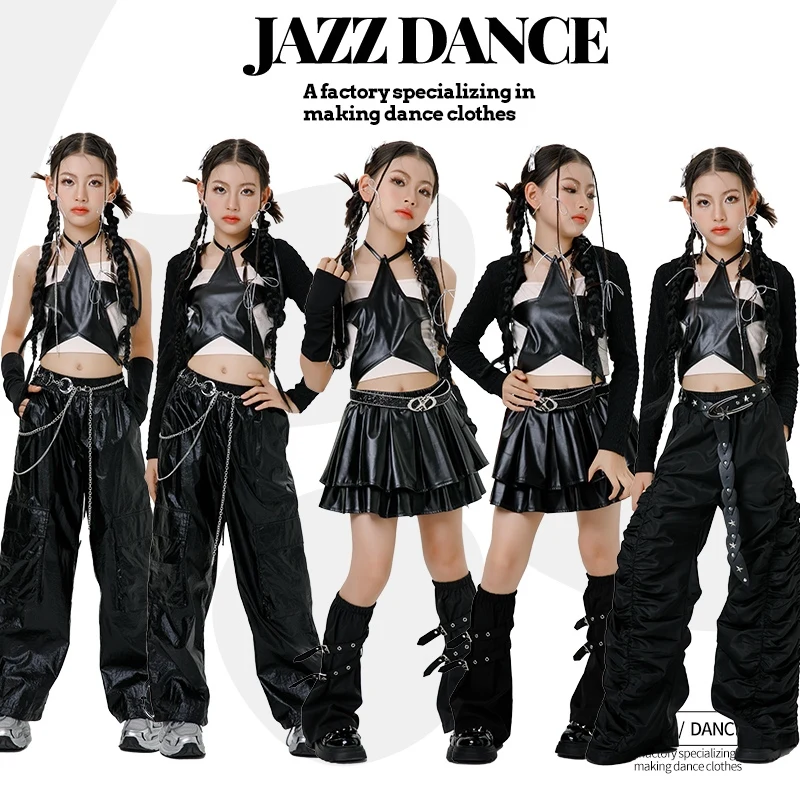

New Year's Day Jazz Dance Costumes For Girls Group Cheerleaders Costumes Children Modern Hip Hop Dance Stage Clothes DQS18268