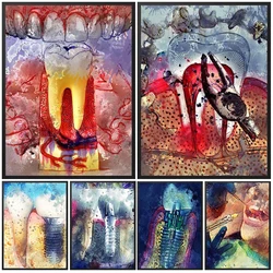 Watercolor Teeth Dental Clinic Tooth Posters Prints Wall Art Canvas Painting Home Decor Wall Pictures For Living Room Unframed