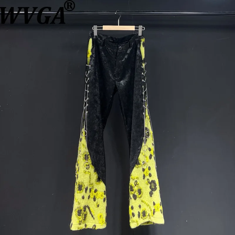 WVGA Spring Autumn New Man Tide High Street Pattern Patchwork Trendy Design Niche Chic Casual Straight OverSize Pants Ins W12315