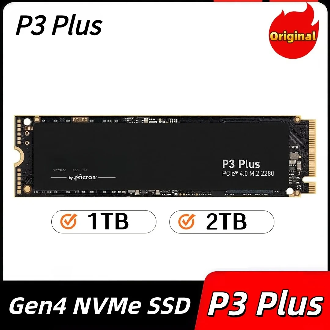 SSD NVMe Crucial P3 Plus M.2, Pacote OEM, 500GB 1TB 2TB, PCIe Gen4, 3D NAND, 2280, Unidade de Estado Sólido Interna Portátil