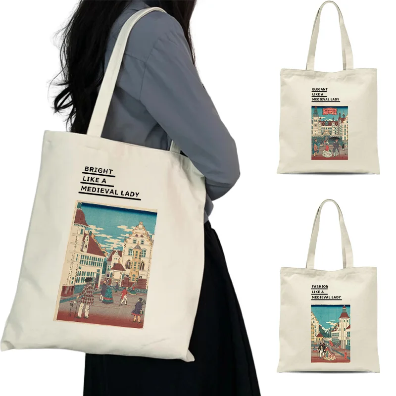 Retro poster design, student canvas bag, new hand-held canvas bag, book bag, tutoring bag,commuting to work,women's shoulder bag