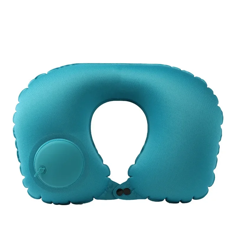 Portable Push-Inflatable U-Shaped Neck Pillow: Outdoor Travel Neck Support Pillow With 360° Free Rotation Contours To Neck Curve