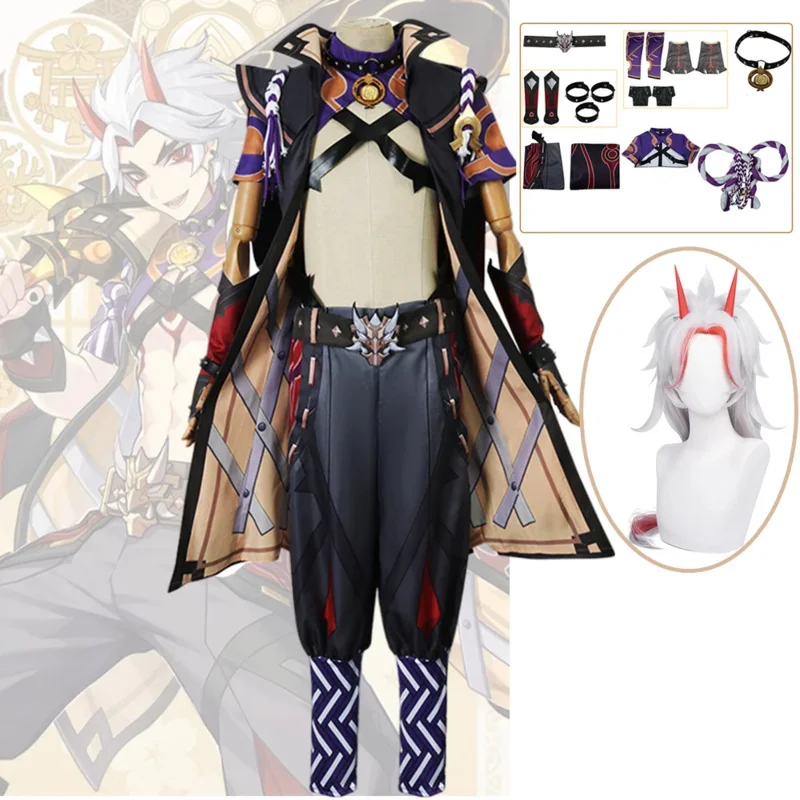 Game Genshin Impact Arataki Itto Cosplay Costume Arataki Itto Anime Clothes For Comic Cn Halloween Costumes For Women Man