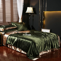 Natural Mulberry Silk Bedding Set Cover Fitted/Flat Bed Sheet Pillowcase Luxury Satin Bedsheet Solid Color King Queen Twin Size