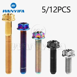Wanyifa Titanium Bolts Gr5 M4x10 15 20 25 30mm Flange Head Torx Screws for Brake Fluid Tank Cylinder 5/12PCS