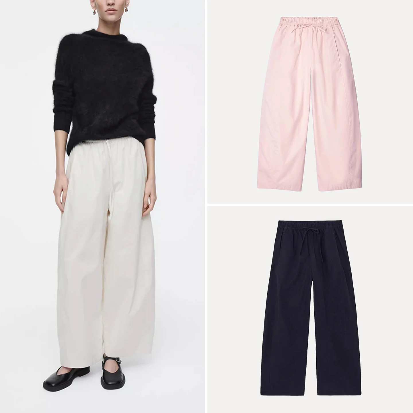 Calças Longas Fenas de Cintura Alta com Cordão e Cintura Elástica, Novo Estilo de Outono, Confortáveis e Respiráveis, Cal...